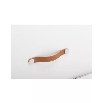 Fogantyú  Viefe FLEXA  160mm, bőr-fém, bézs bőr + fényes króm