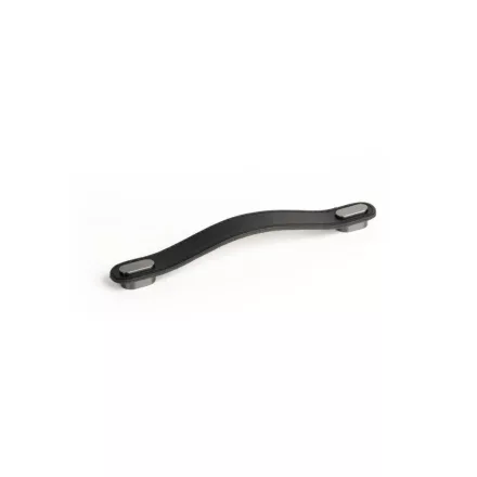 Fogantyú  Viefe OBLONG 160mm, bőr-fém, fekete bőr + fényes szürke