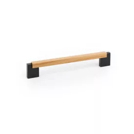   Fogantyú  Viefe DUO MINI  160mm, fém-fa, csiszolt láva szürke - tölgy