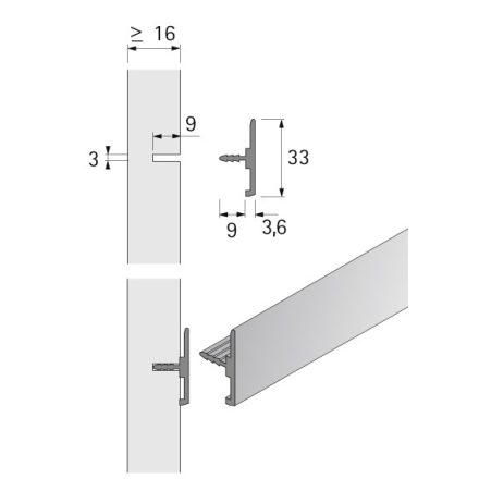 HETTICH 9011869 Org@Wall univerzális profil 1800 mm