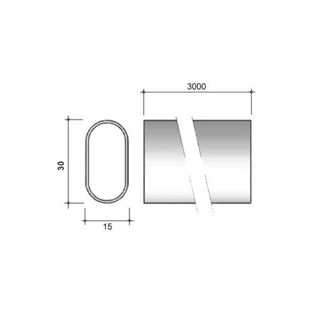 STRONG Ruharúd ovális 30/15/3000mm króm