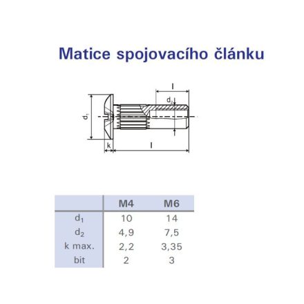 Anya összekötő elemhez M6x30mm nikkel