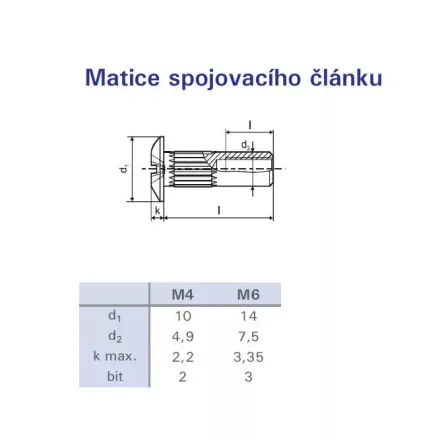 Anya összekötő elemhez M6x30mm nikkel