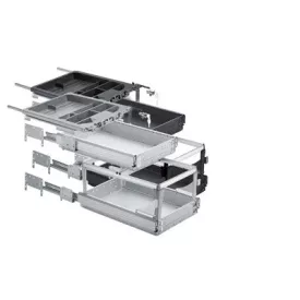   HETTICH 9111141 konténer szett részleges kihúzású sín és teljes kihúzású sín átnyúlással P2O 392x530 mm fek.