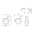StrongCastors kerék 75 mm puha futófelülettel és fékkel