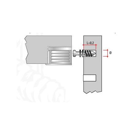 Csap excenterhez polcra TI02 Euro 6x7,5mm