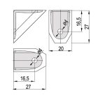 Összekötő szögletvas takaró elemmel fehér