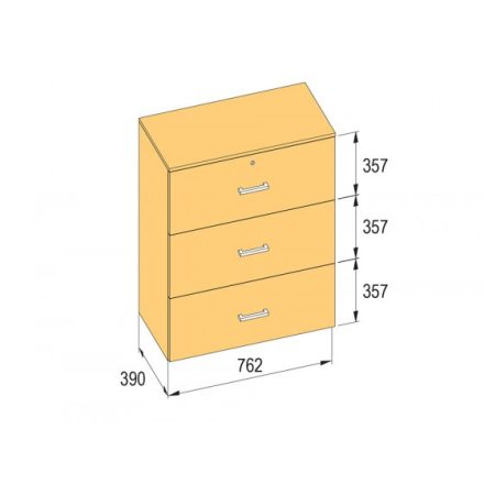 K-BBP R3 típusú irattartó szekrény 762 mm belső szélességhez, 1076 mm magasságho