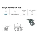 StrongCastors kerék 30 mm, szürke, forgó, puha futófelület