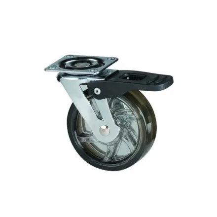 StrongCastors kerék TOP, 75 mm,  transzparens sötét, fékkel