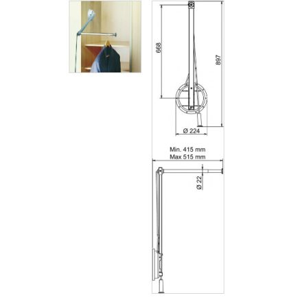 Ruhalift egyoldalú LIFT/P-LS teherbírás 12 kg