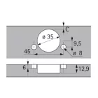 HETTICH 9088076 Sensys 8639i ráütődő 95° SiSy, szögben 30°, 45x9.5, r-szerelés F