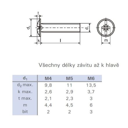 Dekoratív csavar DIN 967 M6x50 cink fehér