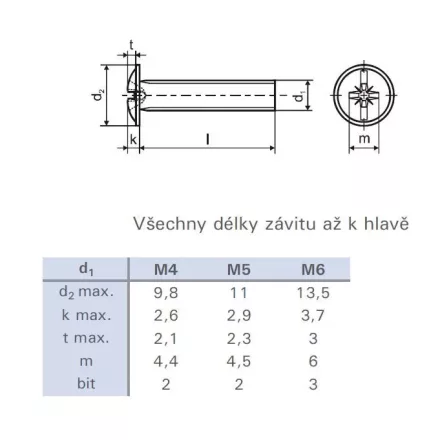 Dekoratív csavar DIN 967 M6x50 cink fehér