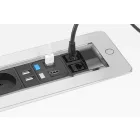VersaTurn 2x230V, 2xUSB, 2xRJ45, HDMI, felület nemesacél