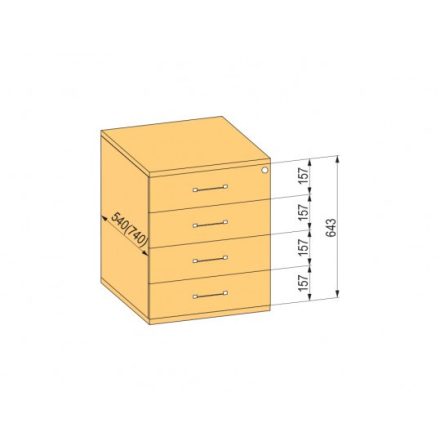 K-BBP Konténer 540mm típus 8/változat 3 (fiók fém, teljes kihúzású sín, behúzással)