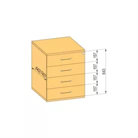   K-BBP Konténer 740mm típus 8/változat 3 (fiók fém, teljes kihúzású sín, behúzással)