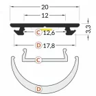 StrongLumio LED profil Arc12, natúr alumínium, 2m