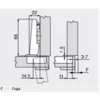 BLUM 71B9550 ráütődő, vastag ajtó, csillapított, csavar 95° Onyx