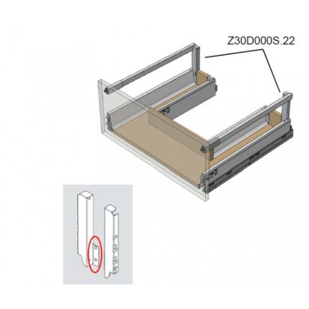 BLUM Z30D000S.22 hátlap tartó fiókokhoz mosogató alá, D, J+B, szürke