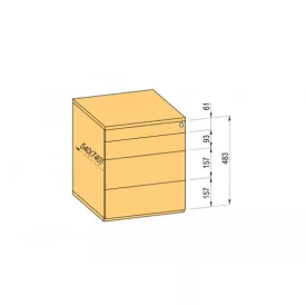   K-BBP konténer TipAer komp.540mm típ.1/vál. 9 (fémfiók, részleges kihúzású, fogantyú nélküli nyitásra)