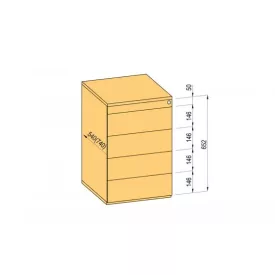   K-BBP konténer TipAer komp.540mm típ.9/vál. 11 (műanyag fiók, részleges kihúzású, fogantyú nélküli nyitásra)