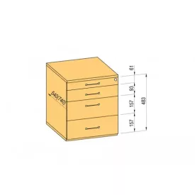   K-BBP Konténer 540/292mm típus 1/változat 3 (fiók fém, teljes kihúzású sín, behúzással)