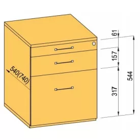   K-BBP Konténer 540/292mm típus 5/változat 3 (fiók fém, teljes kihúzású sín, behúzással)