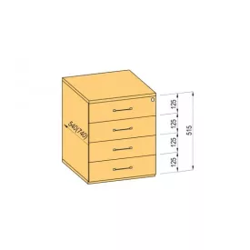   K-BBP Konténer 540/292mm típus 7/változat 4 (fiók fém, teljes kihúzású sín, behúzással, csillapítással)