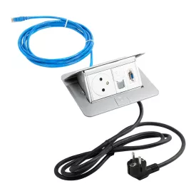   LEGRAND Pop-up v2,1xelektromos dugaszo.aljzat 230 V,1xadat RJ45,1xVGA,alumínium