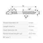 SPAX csavar 5x50 teraszhoz cilinderes TXS, A2, C, ezüst