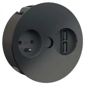   BACHMANN 931.132 Twist USB, 1x 230V, 1x USB-A dupla töltő, fekete matt