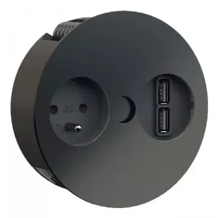 BACHMANN 931.132 Twist USB, 1x 230V, 1x USB-A dupla töltő, fekete matt