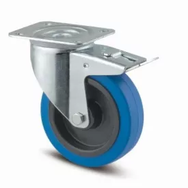   TENTE forgó kerék 3477 kék gumi futófelület,átmérő 100 mm,fékkel