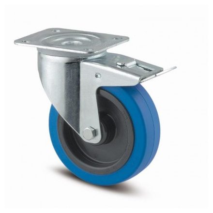 TENTE forgó kerék 3477 kék gumi futófelület,átmérő 100 mm,fékkel