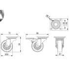 StrongCastors kerék TOP-E, átm. 50 mm, átlátszó, fék nélkül