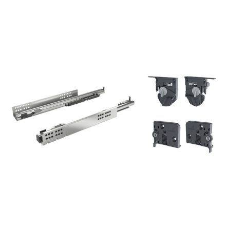 K-HETTICH set Quadro 4D V6 SiSy 500mm 30kg 16mm oldalfalhoz + frontrögzítők (kuplung) + dőlésszög beállítók