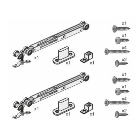 K-SEVROLL vasalat szett beltéri tolóajtókhoz SIMPLE ZPI-18 50kg 2 x csillapítással