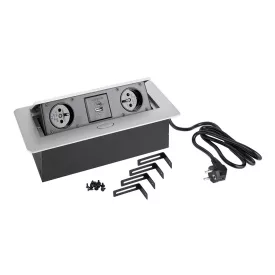   StrongPower Elektromos aljzat 2x 230V, 2x USB A/C, ezüst, FR