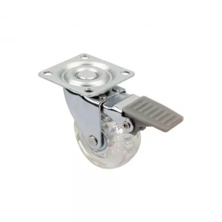 StrongCastors kerék TOP-E, átm. 50 mm, átlátszó sötét, fékkel