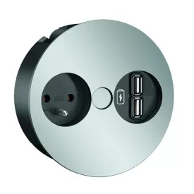   BACHMANN 931.034 Twist USB, 1x 230V + 1x USB-A dupla töltő, króm matt