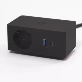   VersaQ  1x 230V, USB A+C 5V, Qi vezeték nélküli töltő, fekete, Schuko