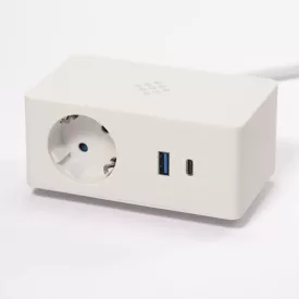   VersaQ HUB 1x 230V, 1x RJ45, USB A+C 5V, 1x HDMI, Qi töltő, fehér, Schuko