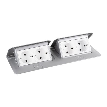 LEGRAND Pop-up dupla, 4x 230V, alumínium