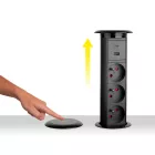 StrongPower elektromos konnektor, 3x 230V, USB A+C,vezetéknélüli töltő,fekete,FR