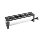VersaTurn 2x 230V, 1x USB A/C 5V, 1x RJ45, HDMI fekete üveg