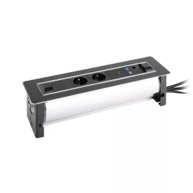 VersaTurn 2x 230V, 1x USB A/C 5V, 1x RJ45, HDMI fekete üveg