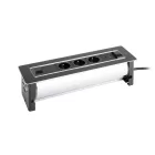 VersaTurn 3x 230V, 1x USB A/C 5V, fekete üveg