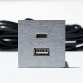VersaPick, 1x USB A/C, négyzet alakú, rozsdamentes acél