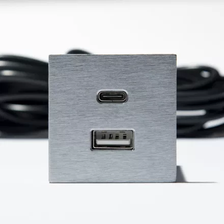 VersaPick, 1x USB A/C, négyzet alakú, rozsdamentes acél